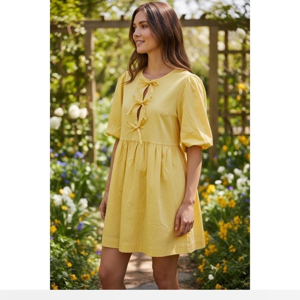 Joie Yellow mini Dress women XL babydoll casual vacation beach brunch festival